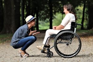 two people talking