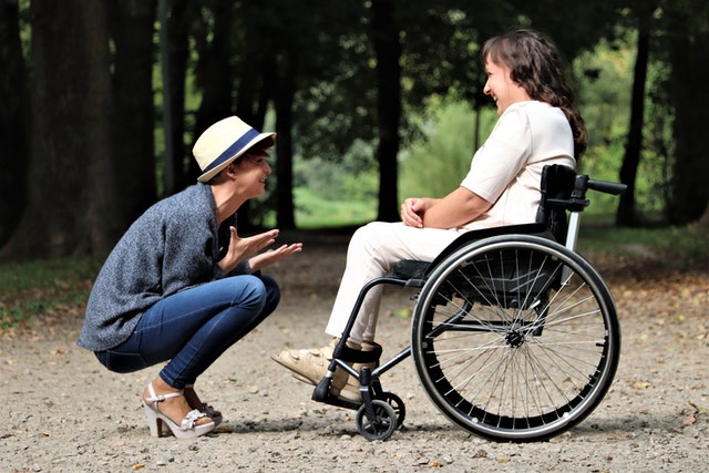 two people talking